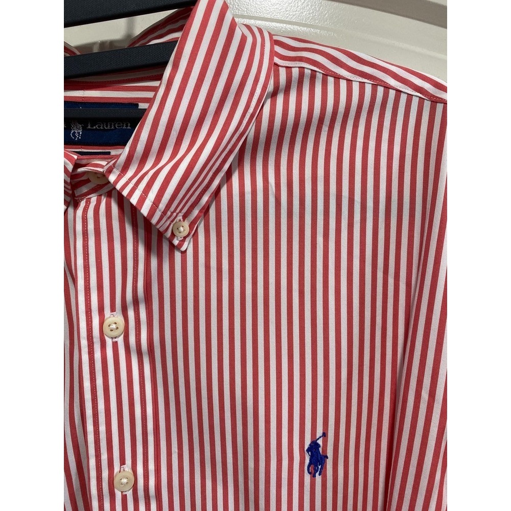 Polo Ralph Lauren Men XL Classic Fit Orange Stripe Button Down Shirt Long Sleeve